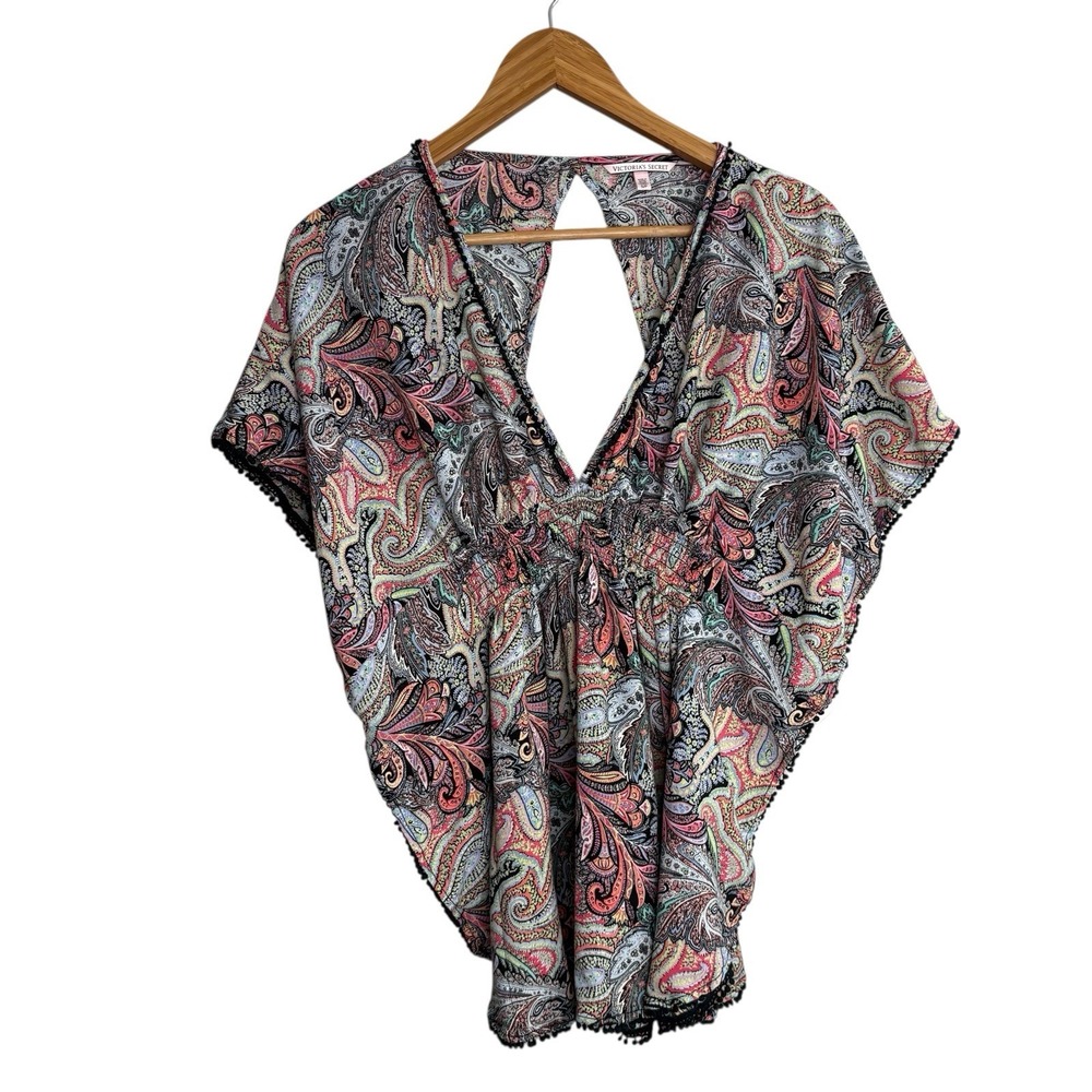Victorias Secret Swimsuit Coverup Small Caftan Boho Floral Paisley Beach  Vaca